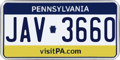 PA license plate JAV3660