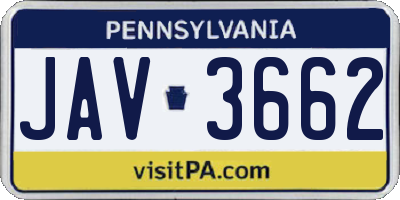 PA license plate JAV3662