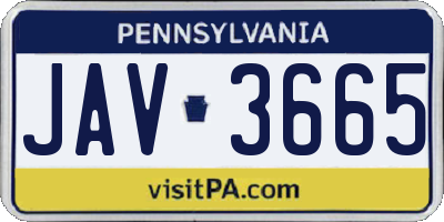 PA license plate JAV3665