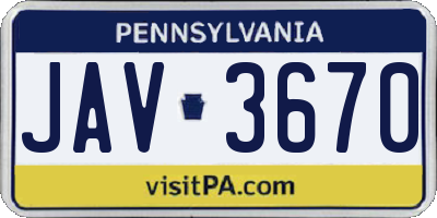 PA license plate JAV3670