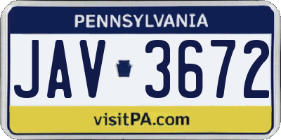 PA license plate JAV3672