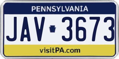 PA license plate JAV3673