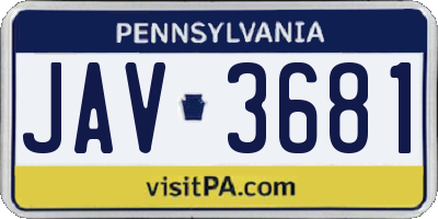 PA license plate JAV3681