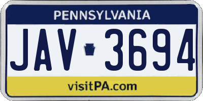 PA license plate JAV3694