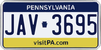 PA license plate JAV3695