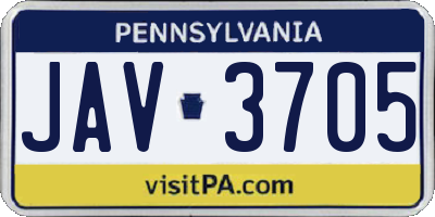 PA license plate JAV3705