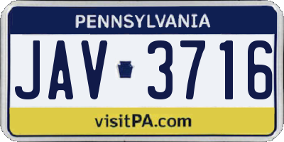 PA license plate JAV3716