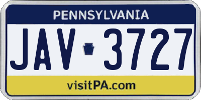 PA license plate JAV3727