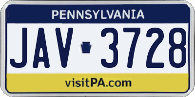PA license plate JAV3728