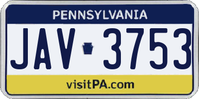 PA license plate JAV3753