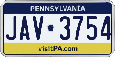 PA license plate JAV3754