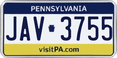 PA license plate JAV3755
