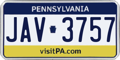 PA license plate JAV3757