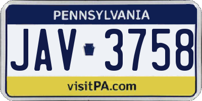 PA license plate JAV3758