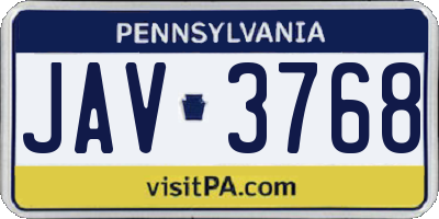 PA license plate JAV3768