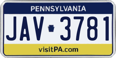 PA license plate JAV3781