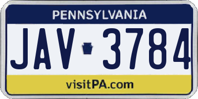 PA license plate JAV3784
