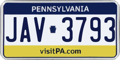 PA license plate JAV3793