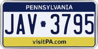 PA license plate JAV3795