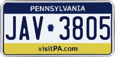 PA license plate JAV3805
