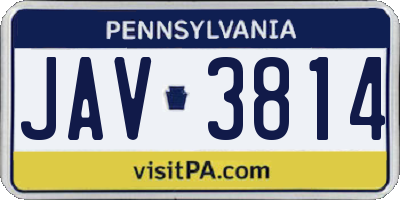 PA license plate JAV3814