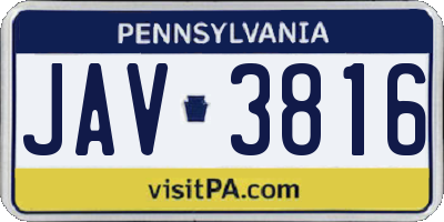 PA license plate JAV3816