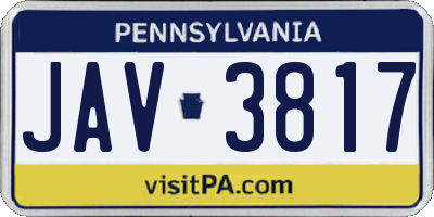 PA license plate JAV3817