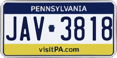 PA license plate JAV3818