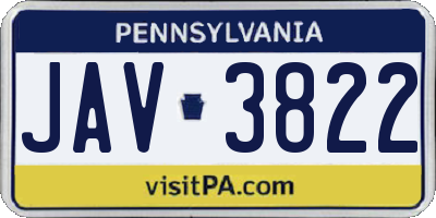 PA license plate JAV3822