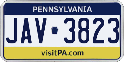 PA license plate JAV3823