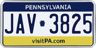 PA license plate JAV3825