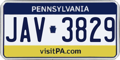 PA license plate JAV3829