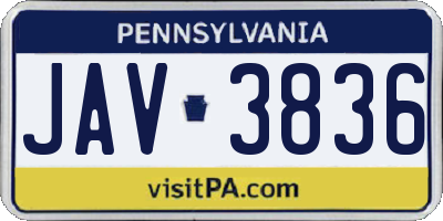 PA license plate JAV3836