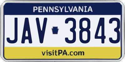 PA license plate JAV3843