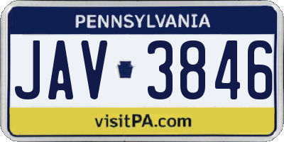 PA license plate JAV3846