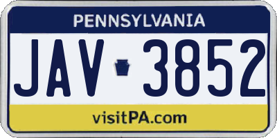 PA license plate JAV3852