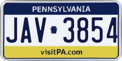 PA license plate JAV3854