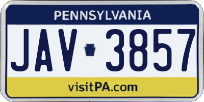PA license plate JAV3857