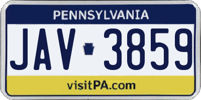 PA license plate JAV3859