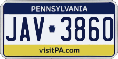 PA license plate JAV3860
