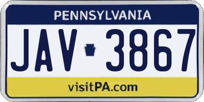 PA license plate JAV3867