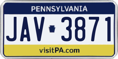 PA license plate JAV3871