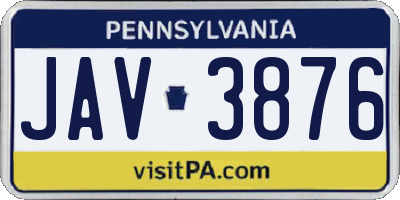 PA license plate JAV3876