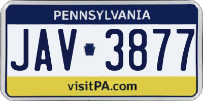 PA license plate JAV3877