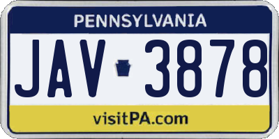PA license plate JAV3878