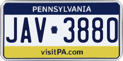 PA license plate JAV3880
