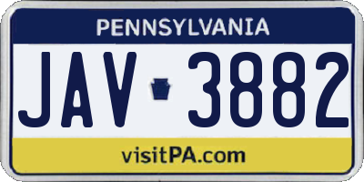 PA license plate JAV3882