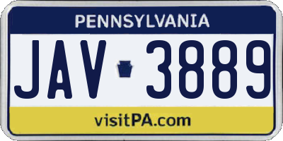 PA license plate JAV3889