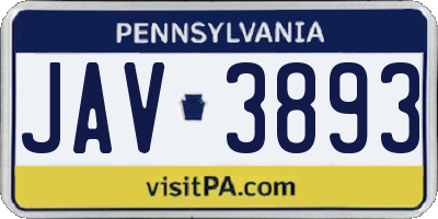 PA license plate JAV3893