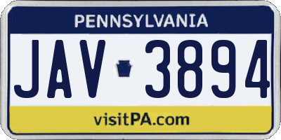 PA license plate JAV3894